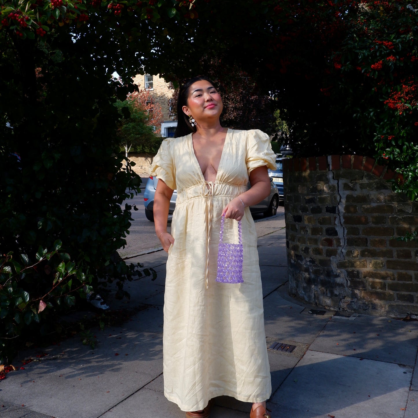 WHIMSY176 - handmade beaded lilac bucket bag