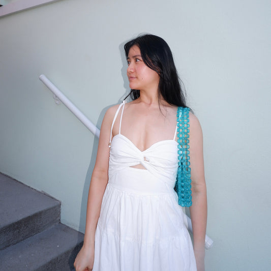 WHIMSY052 - handmade beaded turquoise baguette bag
