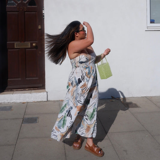 WHIMSY179 - handmade beaded lime boxy bag