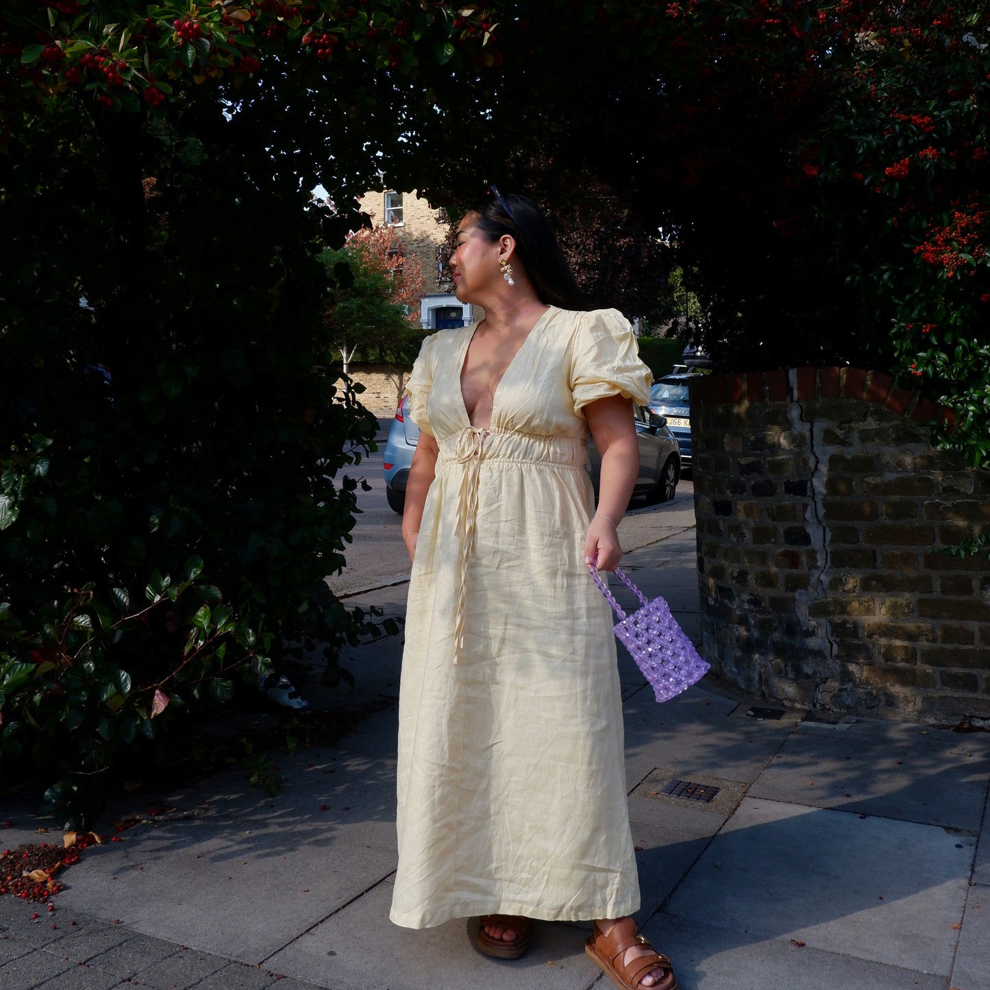WHIMSY176 - handmade beaded lilac bucket bag